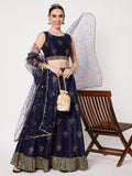 Dupion Hand Block Printed Bias Lehenga Set