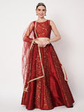 Dupion Block Printed kalidaar Lehenga Set