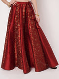 Dupion Block Printed kalidaar Lehenga Set