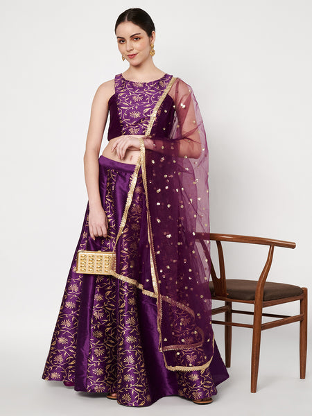 Dupion Block Printed kalidaar Lehenga Set