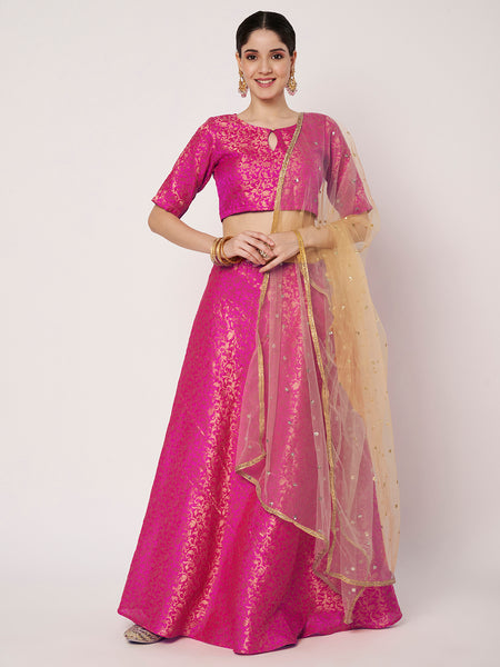 Brocade Floral Bias Lehenga Set