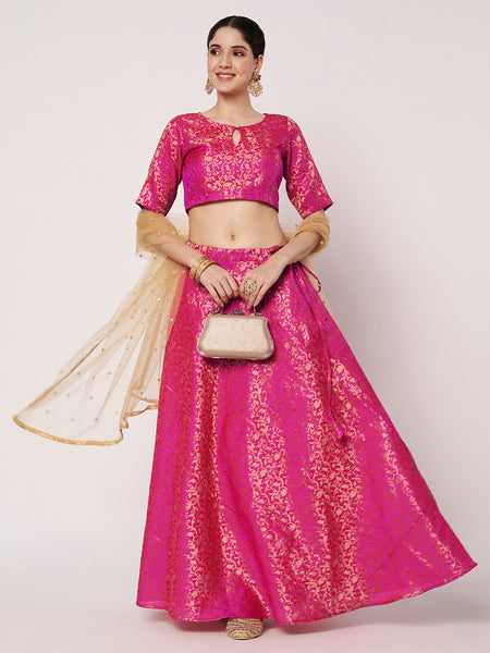 Brocade Floral Bias Lehenga Set