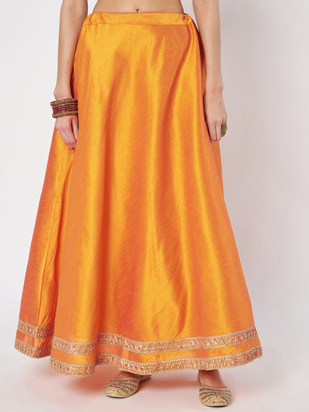 Dupion Solid Embellished Bias Skirt