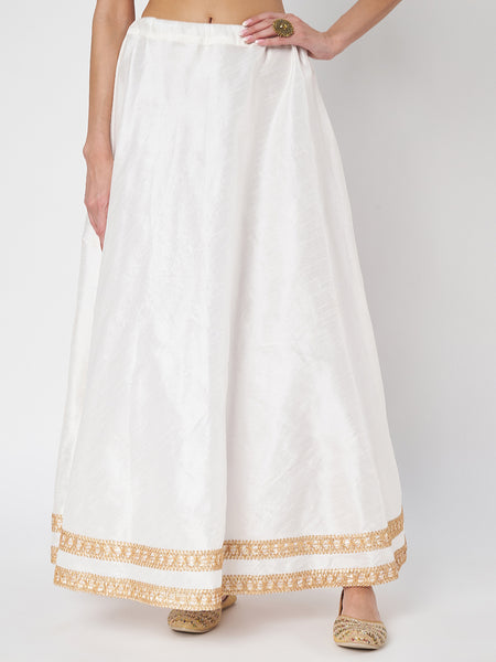 Dupion Solid Embellished Bias Skirt