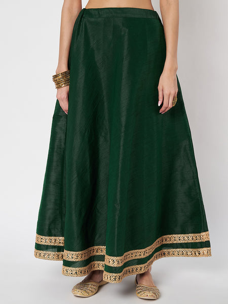 Dupion Solid Embellished Bias Skirt