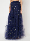 Net Sequin Embroidered Tiered Skirt