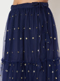 Net Sequin Embroidered Tiered Skirt