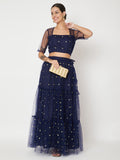 Net Sequin Embroidered Tiered Skirt