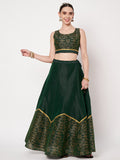 Dupion Block Printed Half And Half Kalidaar Skirt