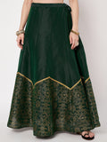 Dupion Block Printed Half And Half Kalidaar Skirt