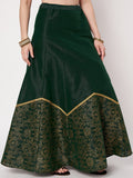 Dupion Block Printed Half And Half Kalidaar Skirt
