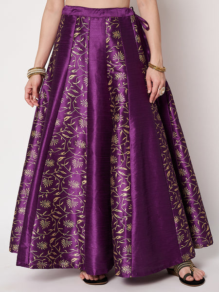 Dupion Block Printed Kalidaar Skirt