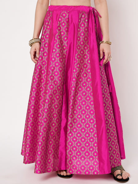 Silk Blend Block Printed Kalidaar Skirt