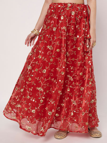 Organza Embroidered Bias Skirt