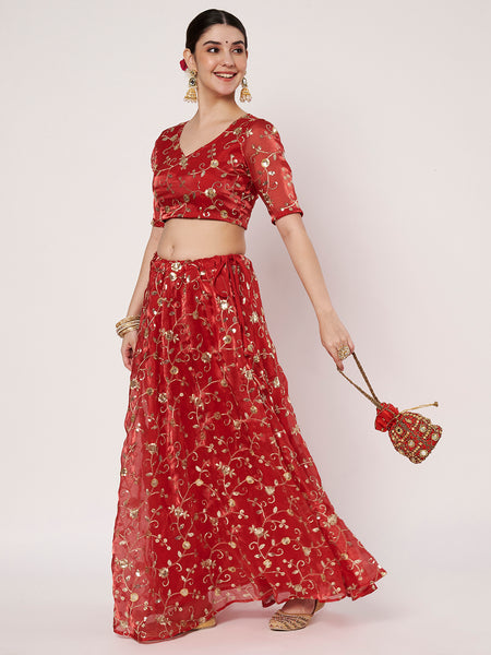 Organza Embroidered Bias Skirt