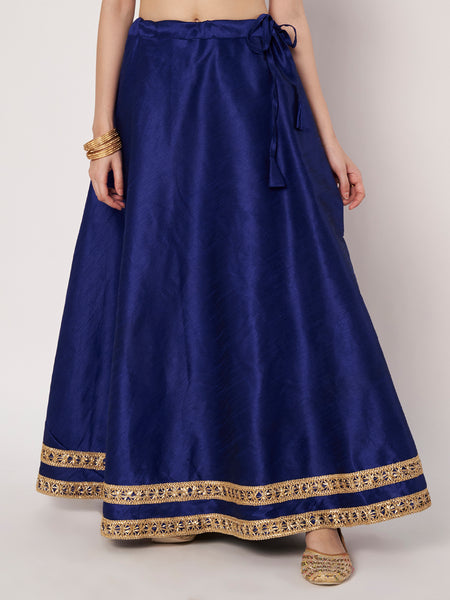 Dupion Solid Embellished Bias Skirt