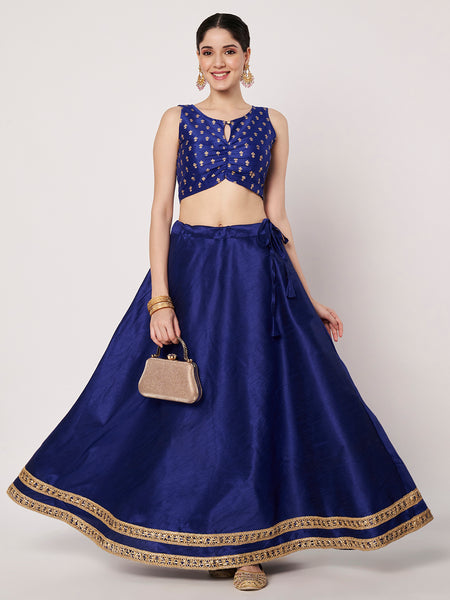 Dupion Solid Embellished Bias Skirt