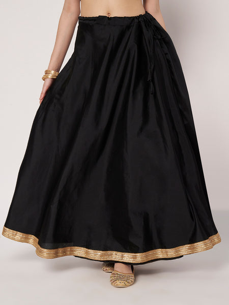 Silk Blend Solid Embellished Bias Skirt