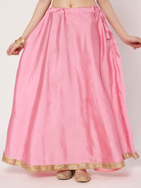 Silk Blend Solid Embellished Bias Skirt