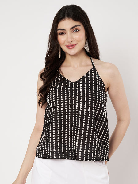 Cotton Printed Halter Tie-Up Top