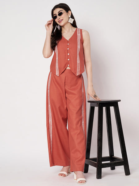 Cotton Block Printed Button Down Waistcoat