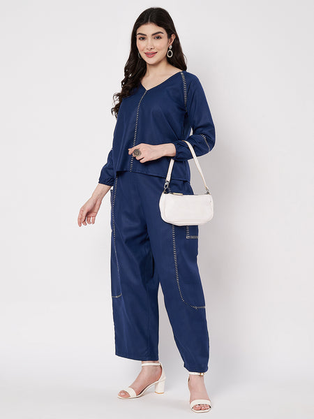 Cotton Embroidered V-neck Top