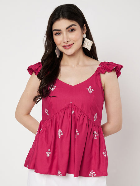 Viscose Hand Block Prinited Peplum Top