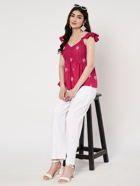 Viscose Hand Block Prinited Peplum Top