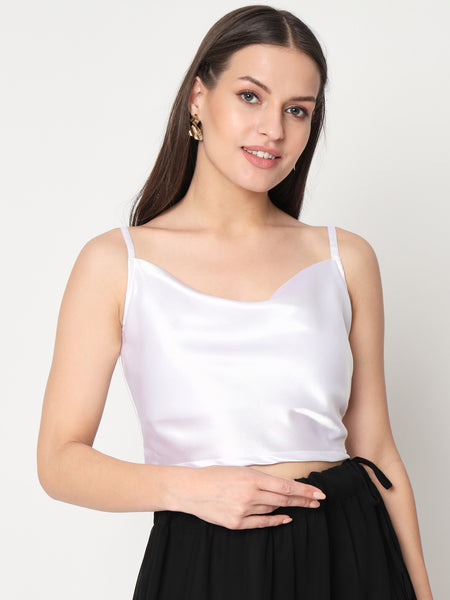 Satin Cowl Neck Solid Readymade blouse