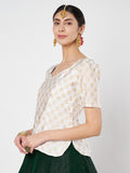 Silk Blend Block Printed Readymade blouse