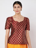 Silk Blend Block Printed  Readymade blouse