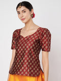 Silk Blend Block Printed  Readymade blouse