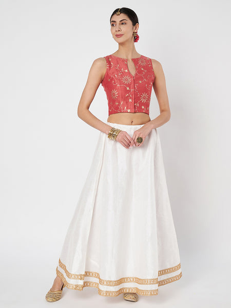 Chanderi Printed Front Open Readymade Blouse