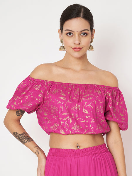 Viscose Block Printed Off Shoulder Readymade blouse
