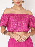 Viscose Block Printed Off Shoulder Readymade blouse