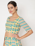 Cotton Printed Back Cut-out Readymade blouse