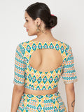 Cotton Printed Back Cut-out Readymade blouse