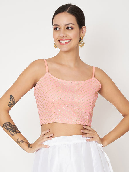 Georgette Gota Embroidered Spaghetti Readymade blouse