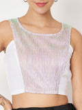 Metallic Pleated Panelled Readymade blouse