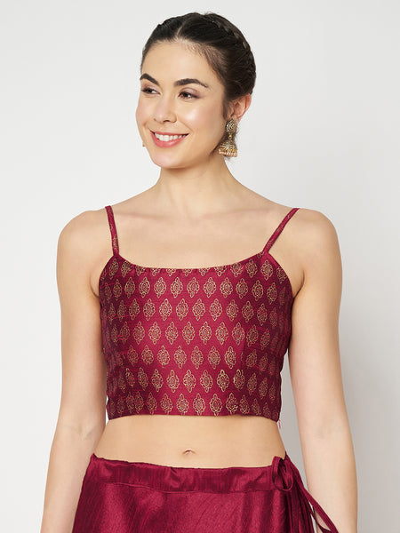 Dupion Hand Block Printed Spaghetti Readymade blouse