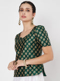 Silk Blend Block Printed Readymade blouse