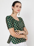 Silk Blend Block Printed Readymade blouse