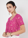 Viscose Block Printed Button Down Readymade blouse