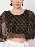 Georgette Block Printed Readymade Cape Blouse