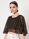 Georgette Block Printed Readymade Cape Blouse