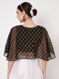 Georgette Block Printed Readymade Cape Blouse