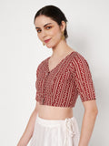 Cotton Printed V-neck Readymade Blouse