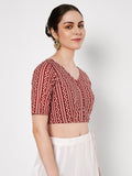 Cotton Printed V-neck Readymade Blouse