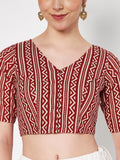 Cotton Printed V-neck Readymade Blouse