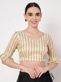 Cotton Tissue Striped Readymade Blouse